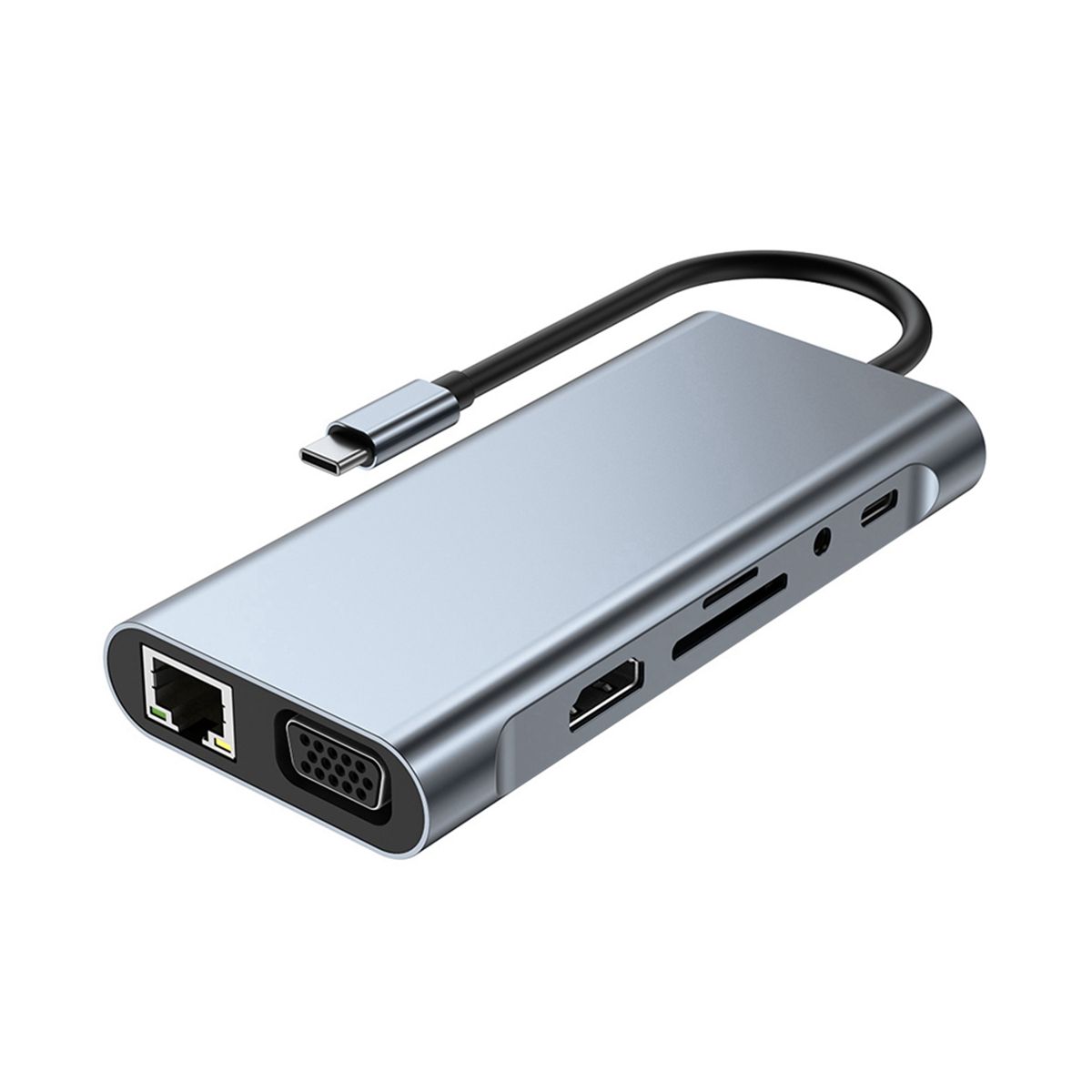 11 in 1 Type C Dock USB Hub 30 Splitter Multiport Adapter 4K HDMI-Compatible RJ45 SDTF VGA PD Audio Jack Ethernet Port