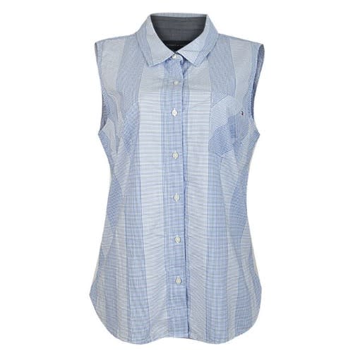 Ladies Sleeveless Button Down Shirt