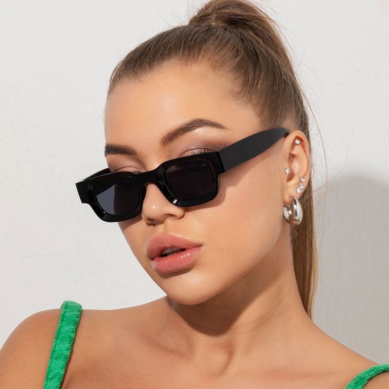 Ladies Square Frame Sunglasses  -  Black