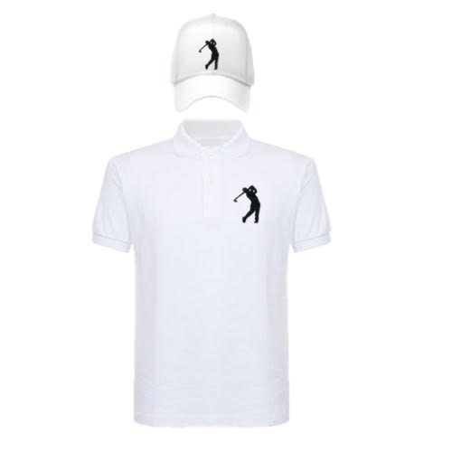 Men's Golf Polo T-shirt With White Face Cap
