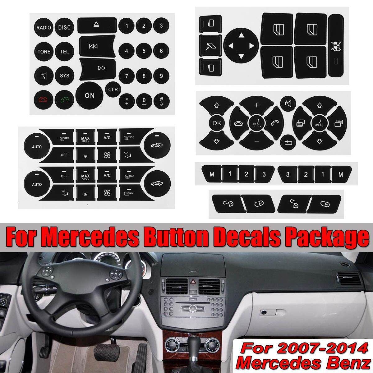 Steering Window A/ Radio Lock Button Repair Sticker For Mercedes W204 2007-2014