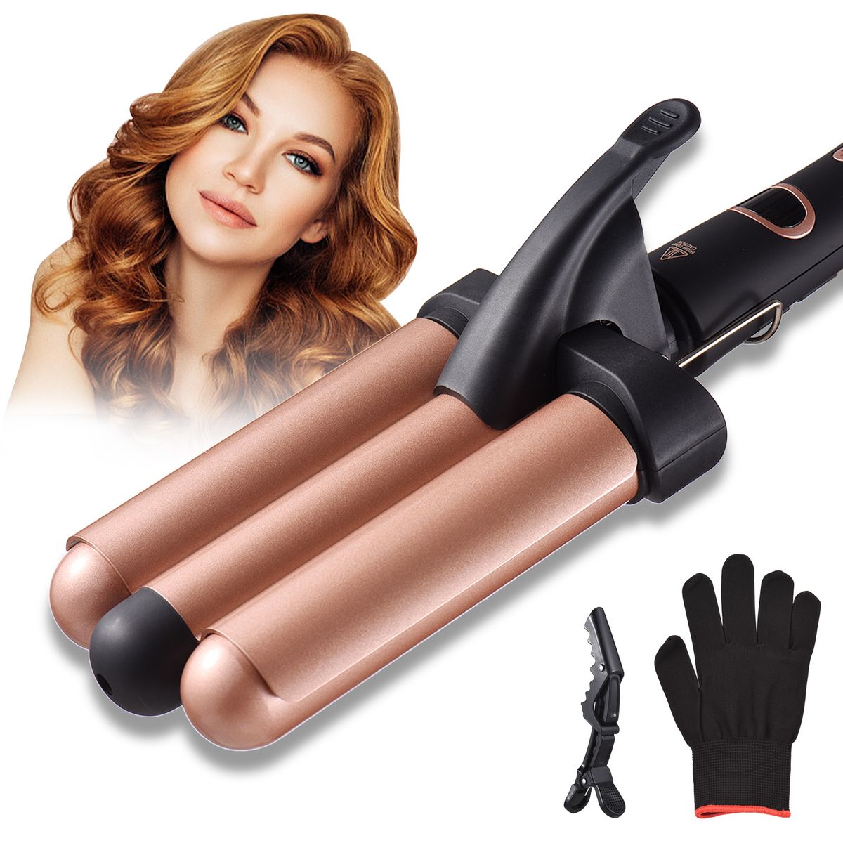Pretfy Hair Curling Iron 3-Barrel 32mm Hair Waver Hair