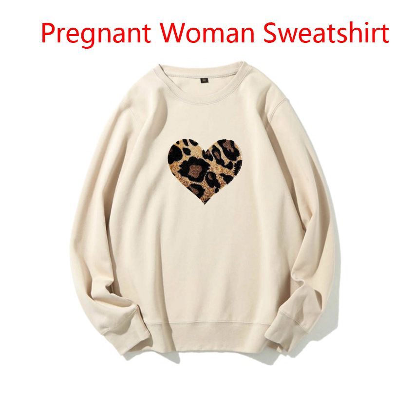 Khaki 1086-Fashion Korean Version Maternity Women Sweaters Leopard Pattern Love Print