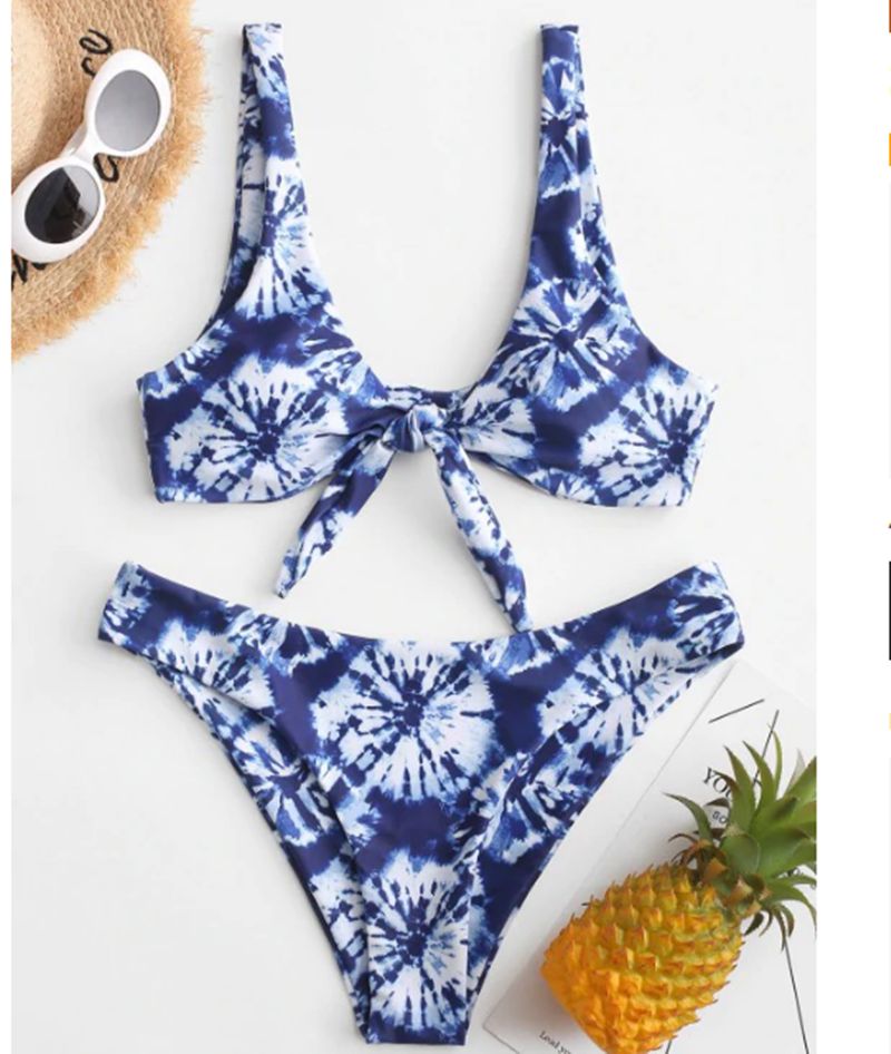 Sunflower Printed Women Mujer Push Up Padded Biquini Bathers Bandage Bathing Suit Swimsuit Bikini Blue KIP