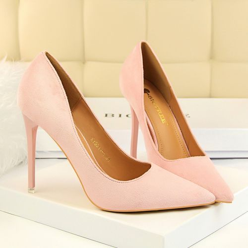 Women's Pointed Court Suede Thin Sexy Nightclub Shoes Pink