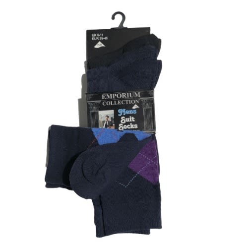 Argyl Socks -  Black - 3Pieces