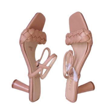 Fold Weave Heel Slippers - Nude