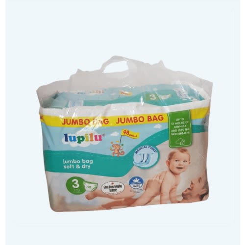 Jumpo Bag Soft And Dry - Size 3 ,98 Count