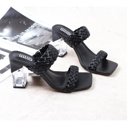 Slip On Block Mules- Black
