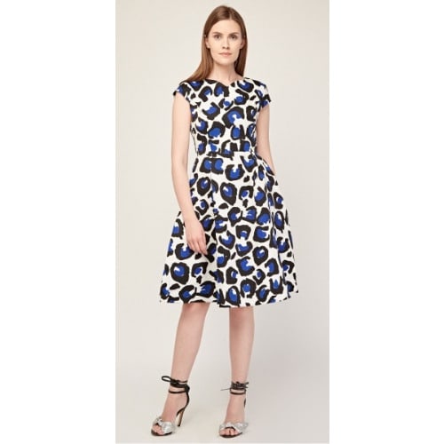 Floral Print Midi Dress-BLUE
