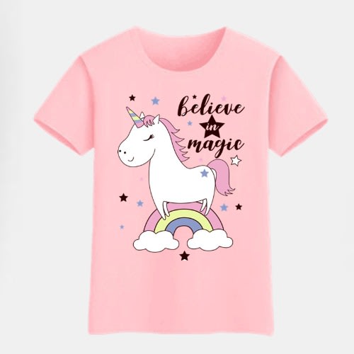 Believe In Magic Girl Top- Pink