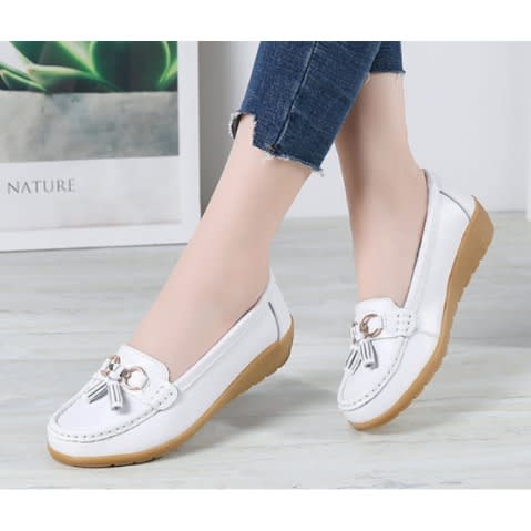 Ladies Leather Shoes/loafers- White
