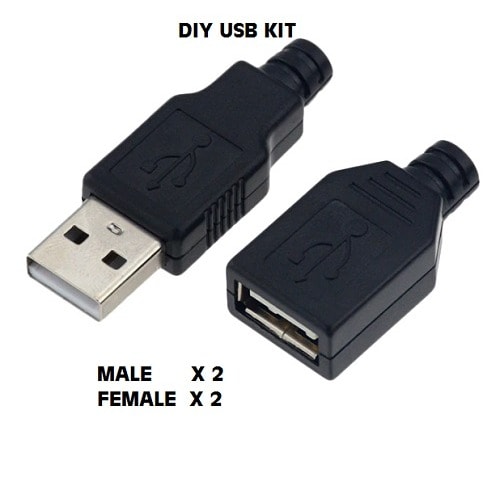 Diy Usb Male Female Connector - 2 Pairs Each