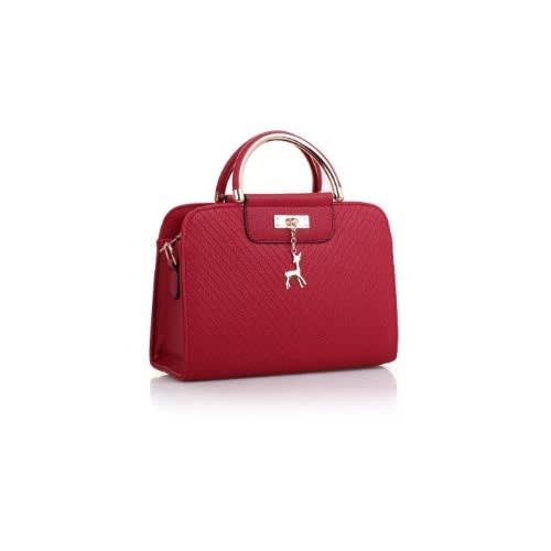 Ladies Elegant Wine Red Leather Handbag