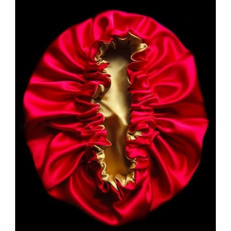 Olori Satin Red And Gold Reversible Hair Bonnet