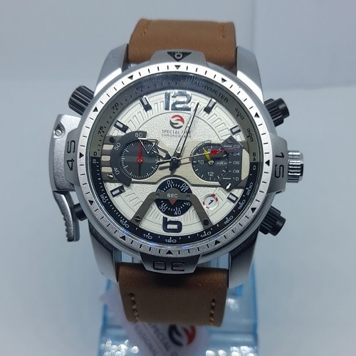 Time Leader Chronograph Leather Watch -  Brown