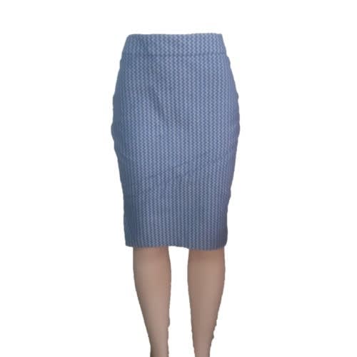 Chevron Patterned Pencil Skirt- Blue