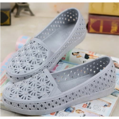 Rhinestons Ladies Dunlop Flat Shoe - Grey