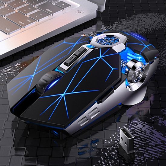 YINDIAO A7 3-modes Adjustable 7-keys Rechargeable RGB Light Wireless Silent Gaming Mouse (Black)