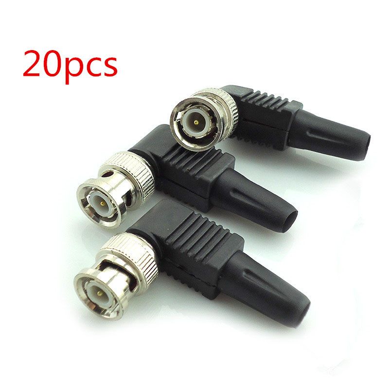 Cable Bnc Male Coaxial 90degree Cctv L 20Pcs Rg59 Connector