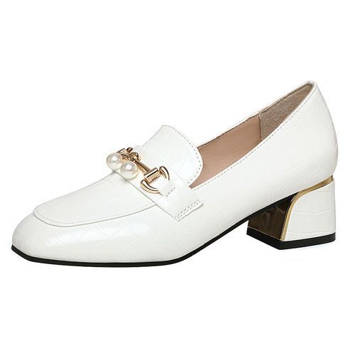 Women's Shoes Pumps Slip-on Shoes Heels Office Ladies Footwear-White