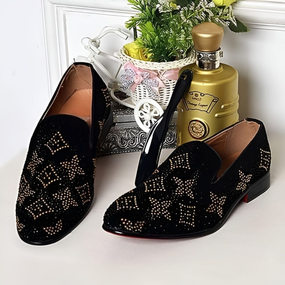 MEN STONE STAR DESIGNER SHOE BLACK
