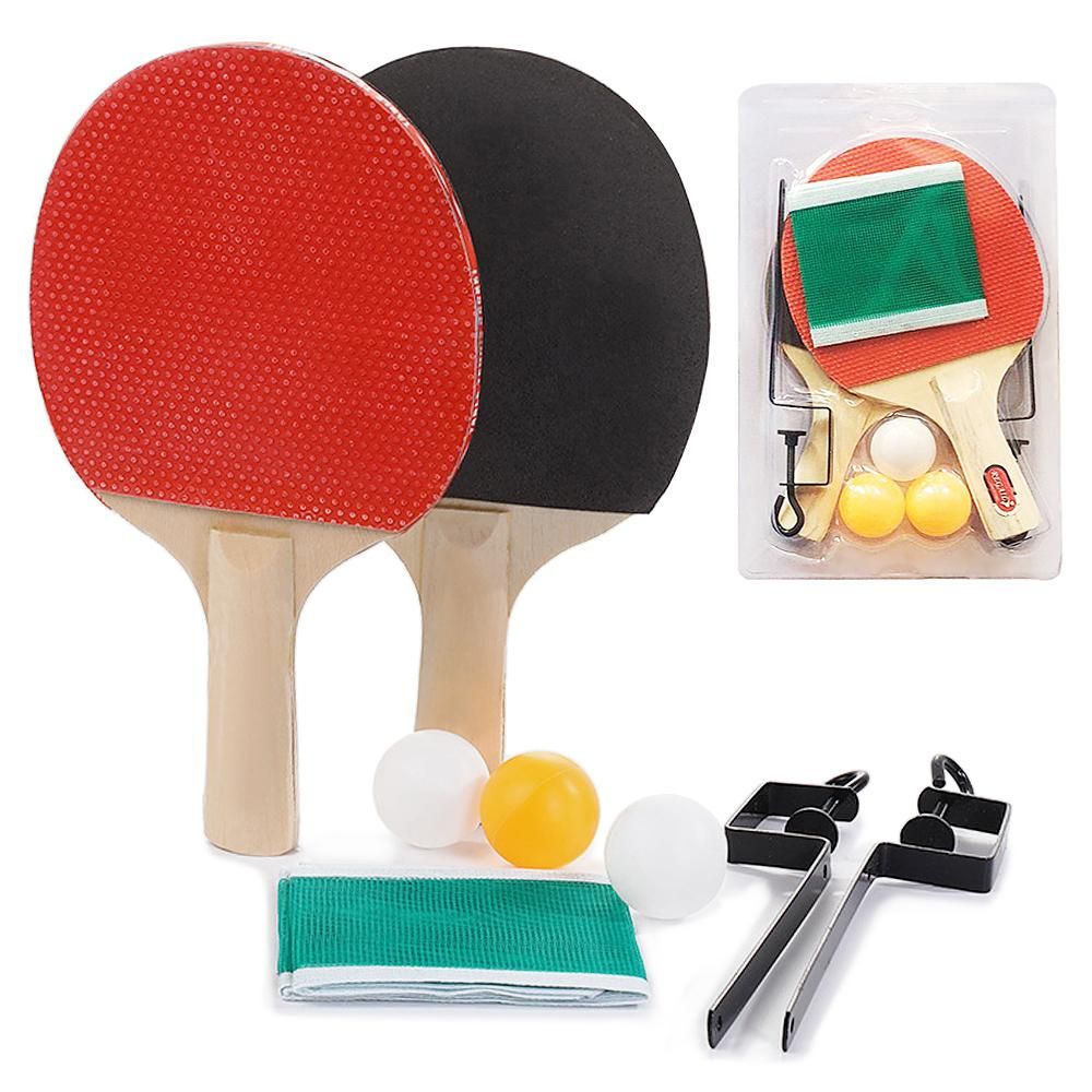 Portable Retractable Ping Pong Post Net Rack Ping Pong Paddles Quality Table Tennis Rackets Set Ping Pong Training Adjustable Extending Net Rack Paddle Bats Sports  Accessories Racquet Bundle Kit with 3 Balls For Both Indoor 