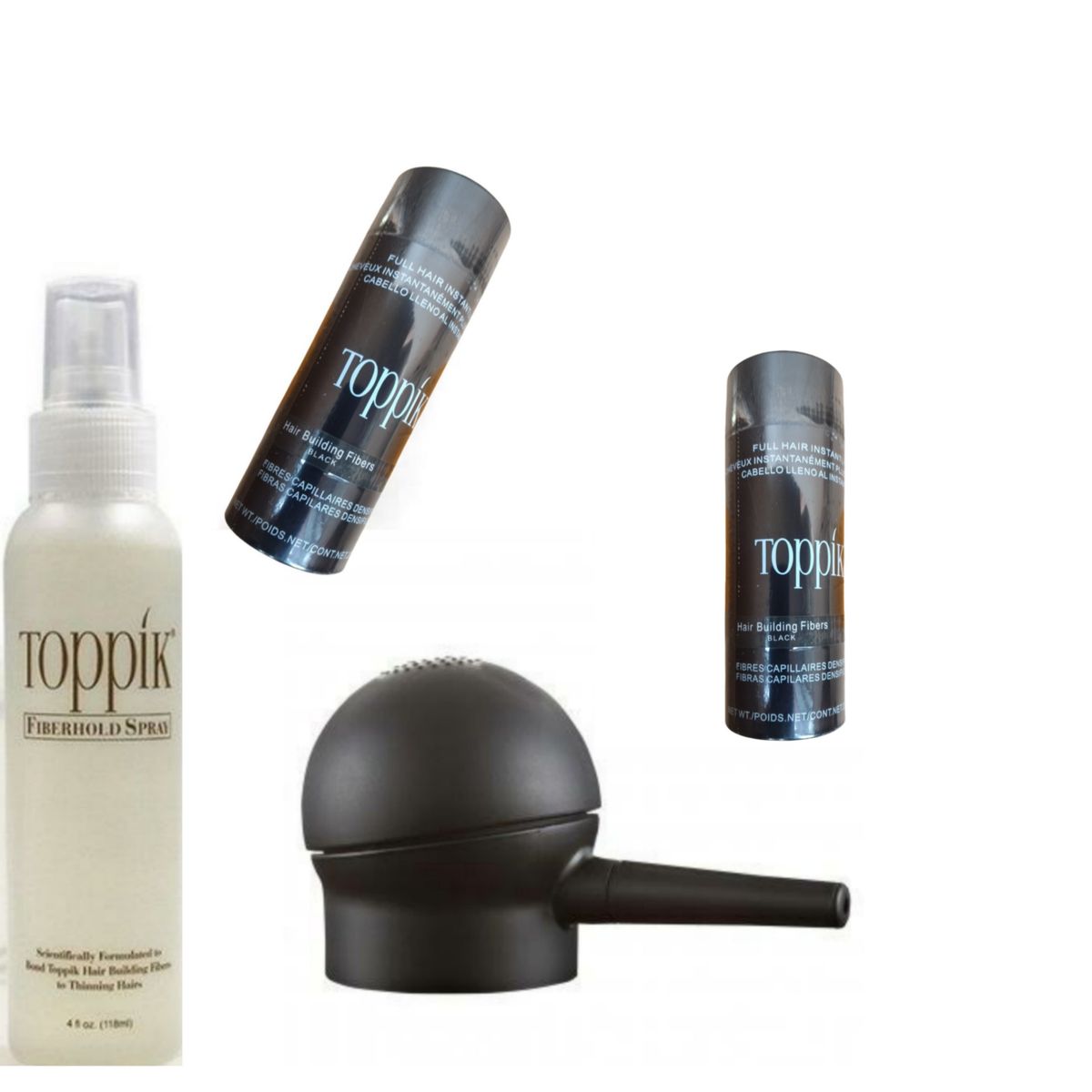 2pcs Black Hair Fiber, Milky Spray & Applicator