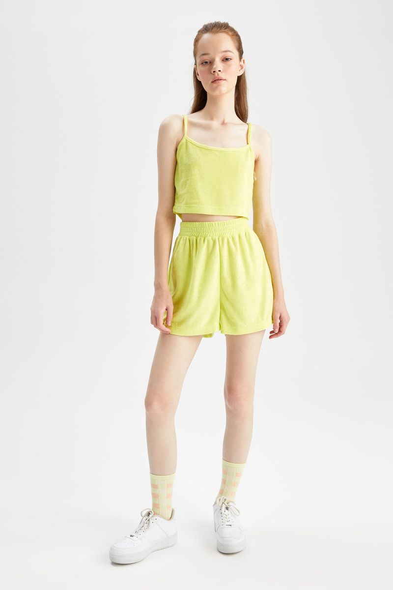 Woman Regular Fit Knitted Short-Lemon