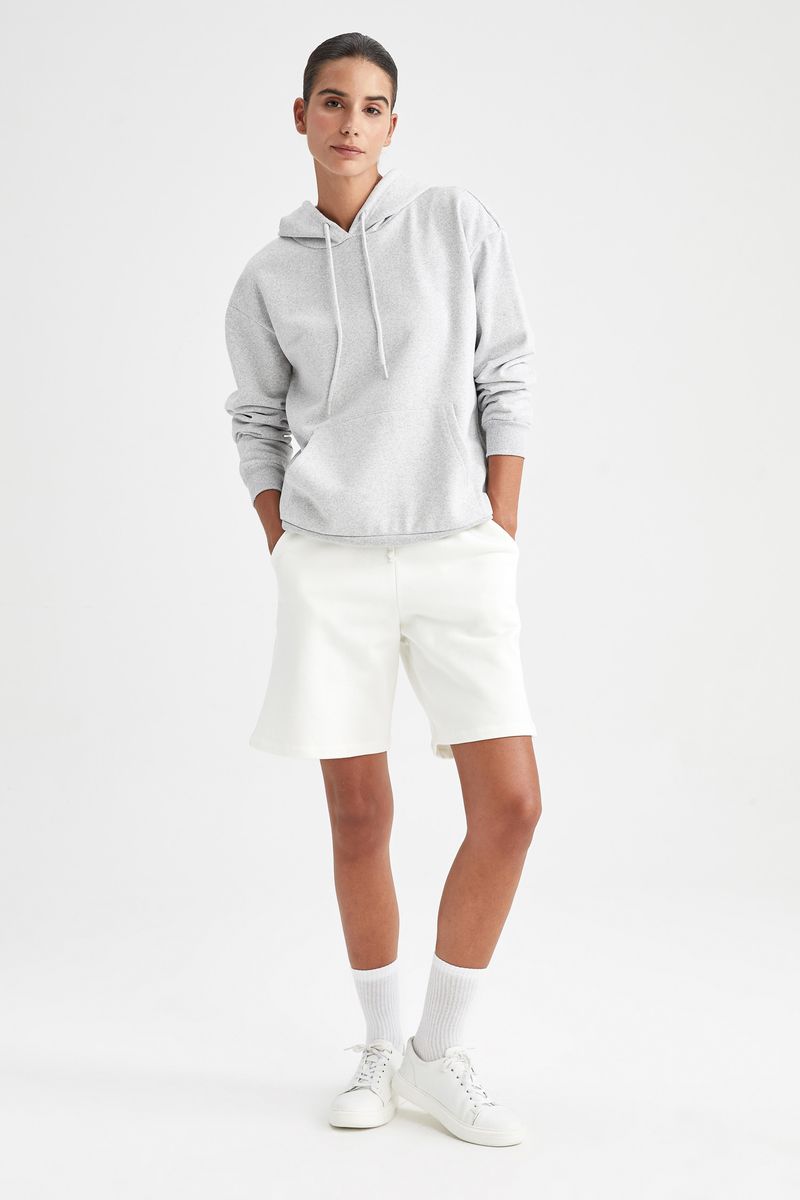 Woman Casual Basic Knitted Short - White