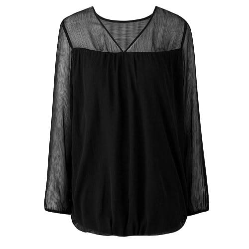 Split Sleeve Bubble Hem Top - Plus Size - Black