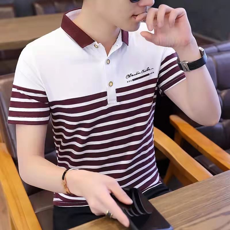 Mens Long Sleeve T-shirt Pure Cotton Slim Fit Business Casual POLO Shirt
