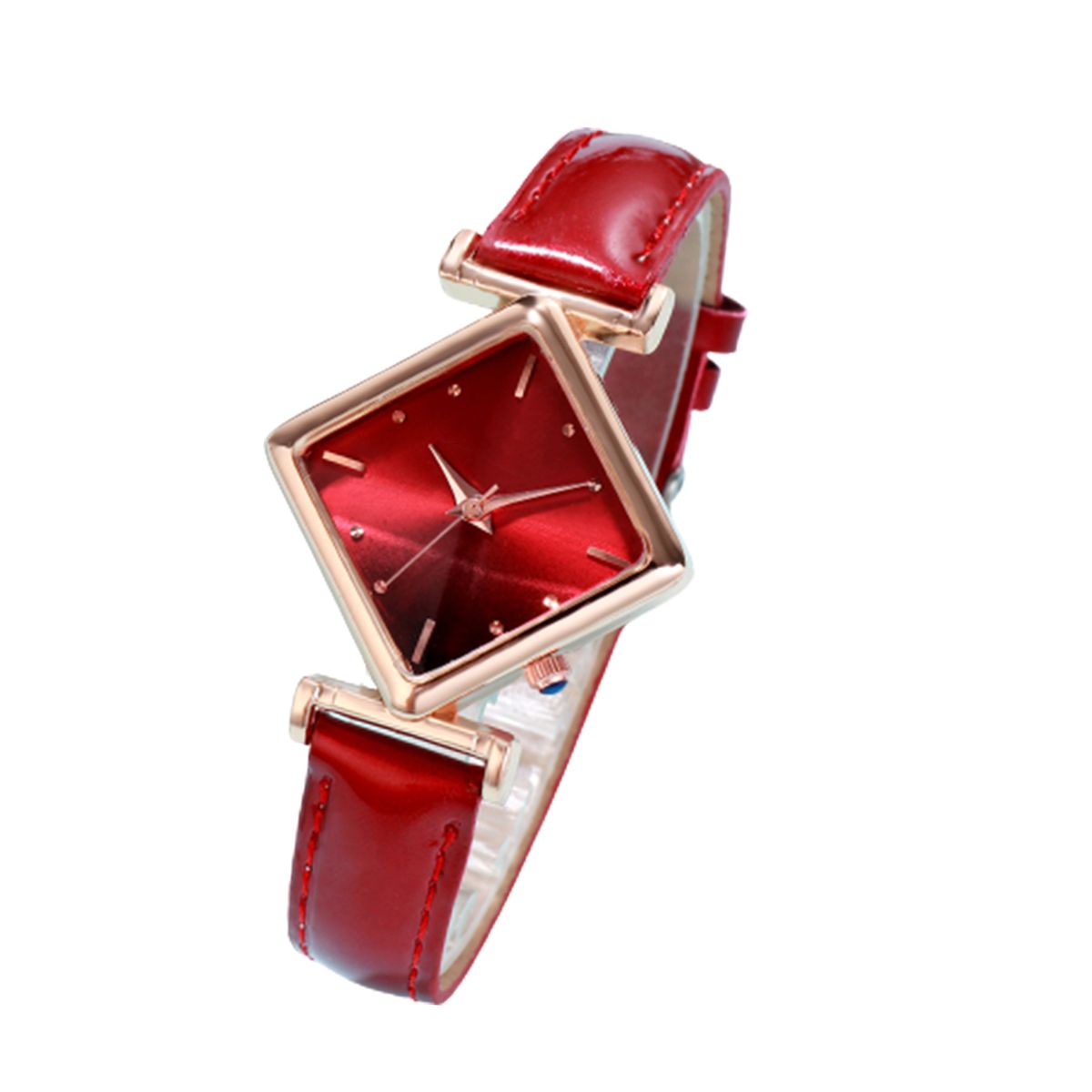 Fashion Women Square Dial Quartz Analog Watch Wristwatch-Red