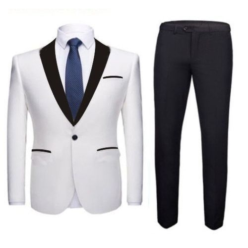 Trendy Men's Elegant Wedding Tuxedo- White