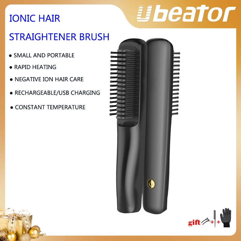Rechargeable Portable Anti Scald Ceramic Rapid Heating Hot Hair Comb Straightener Beard Brush