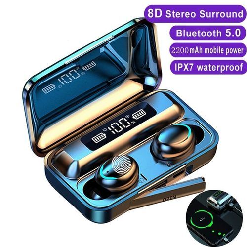 True Wireless Earbuds With Power Bank-Black