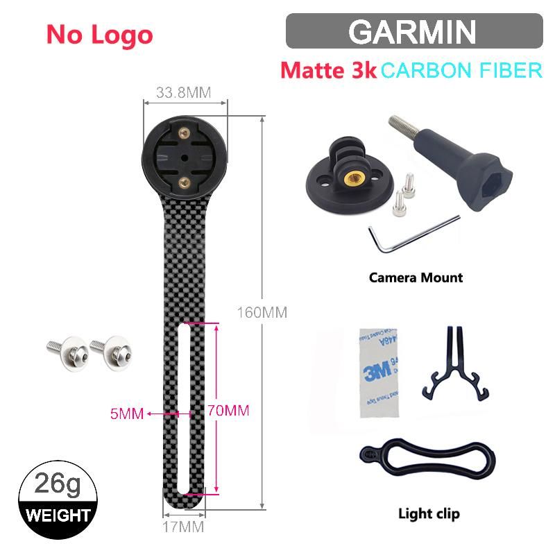 Carbon 3K Garmin Mount Edge 130 200 Road Bicycle Computer Holder Wahoo  420 Cycling Bike light lamp Clip Camera