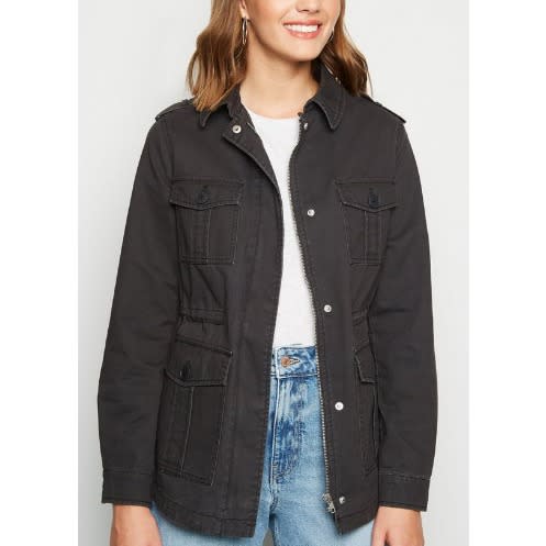 Black 4 Pocket Utility Lightweight Jacket