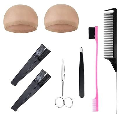 8 Pieces Wig Install Kit Edge Laying Scarf 2 X Elastic Melt