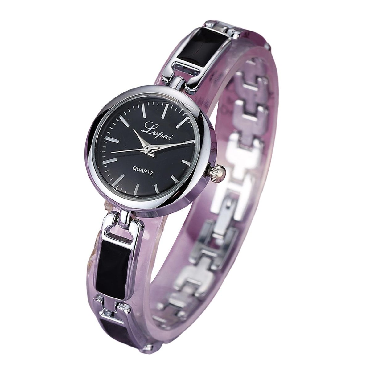 Women Metal Watch Ladies Girls Dress Wristwatch Silver Black