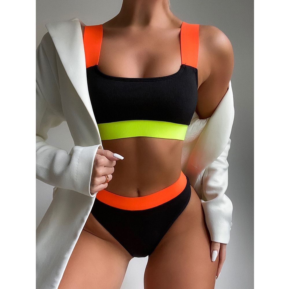New High Waist Women Swimwear Bandeau Push Up Bikini Set Buckle Bathing Suit Beach Wear Swimming Suit L1 KIP