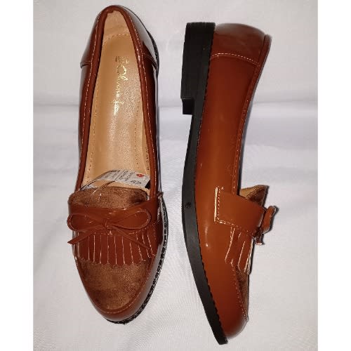 Ladies Office Flat Shoe With Italian Sole - Brown