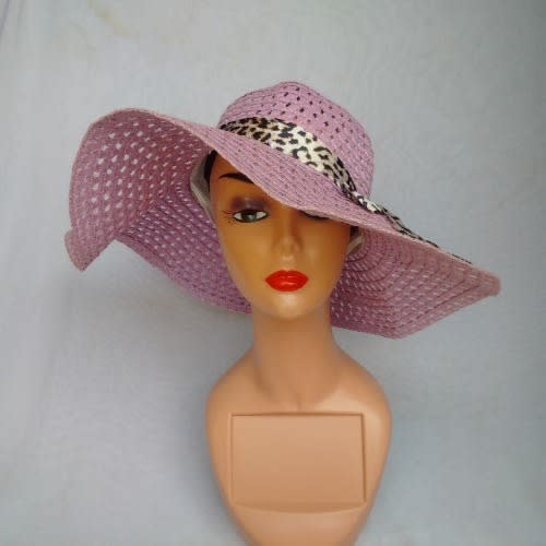 Ladies Net Beach Hat - Mauve.