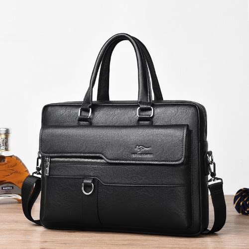 Men's Leather Briefcase - Black