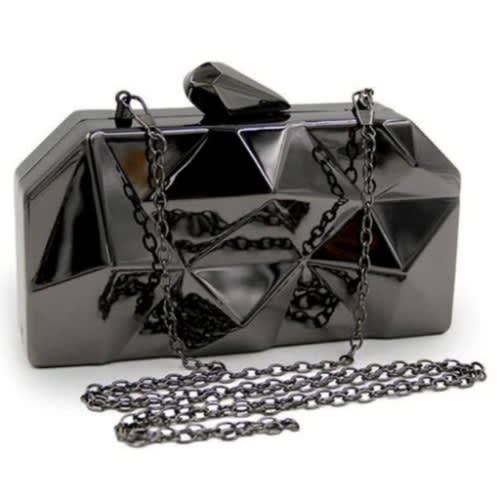Metallic Prism Style Clutch Purse - Black