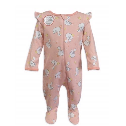 Baby Girl Organic Cotton Sleep & Play Sleeper Pyjamas - Swan