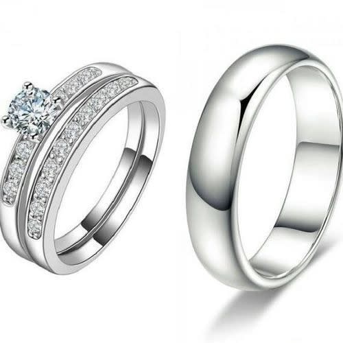 Wedding Ring Set - Silver