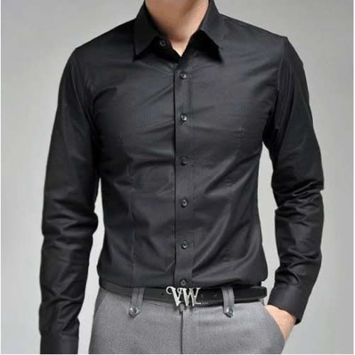 Men's Formal Long Sleeve Shirt - Black
