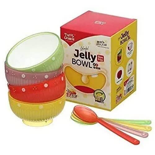 Jelly Bowl With Spoon For Baby And Kids- 4 Pieces - Multicolour
