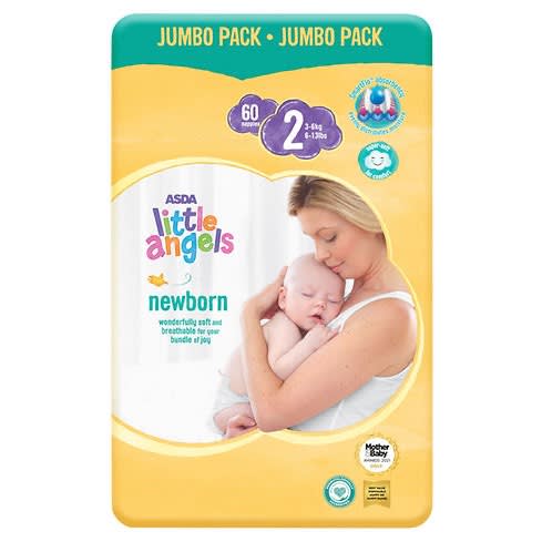 Little Angels Newborn Size 2 Nappies Jumbo Pack - 60-pack
